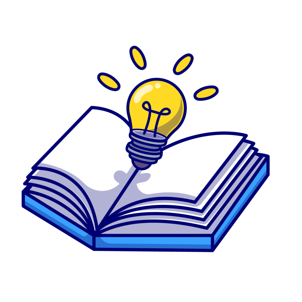 Illustration des compétences ingénieurs : Illustration d'un livre et d'une ampoule éclairant symbolisant les idées