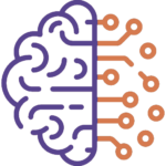 Icone représentant l'intelligence artificielle comme Chat Gpt avec un cerveau relié à un réseau informatique